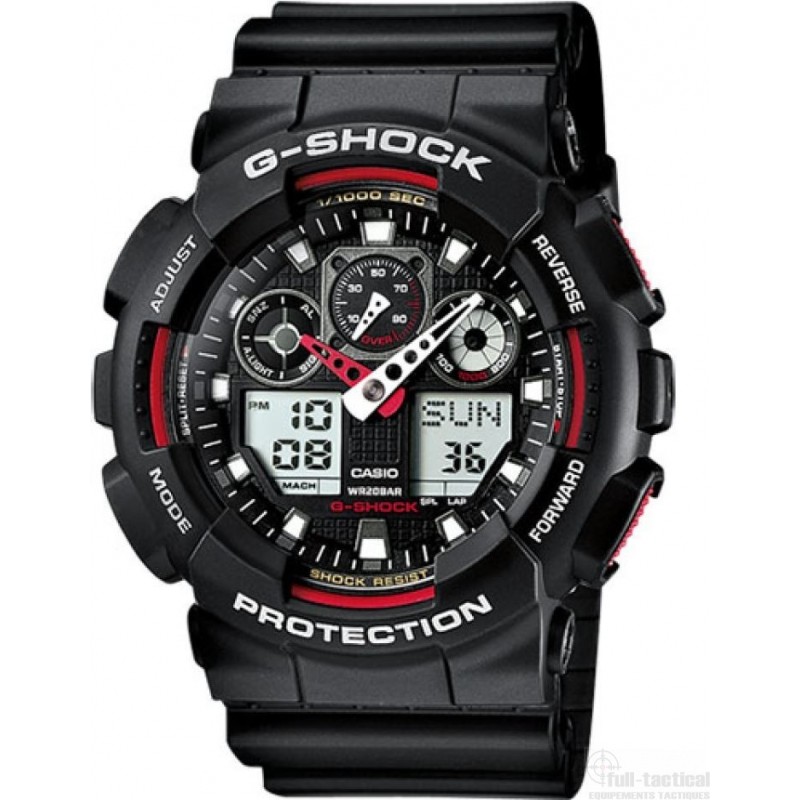 Montre GShock Classic GA100 noir/rouge Full Tactical